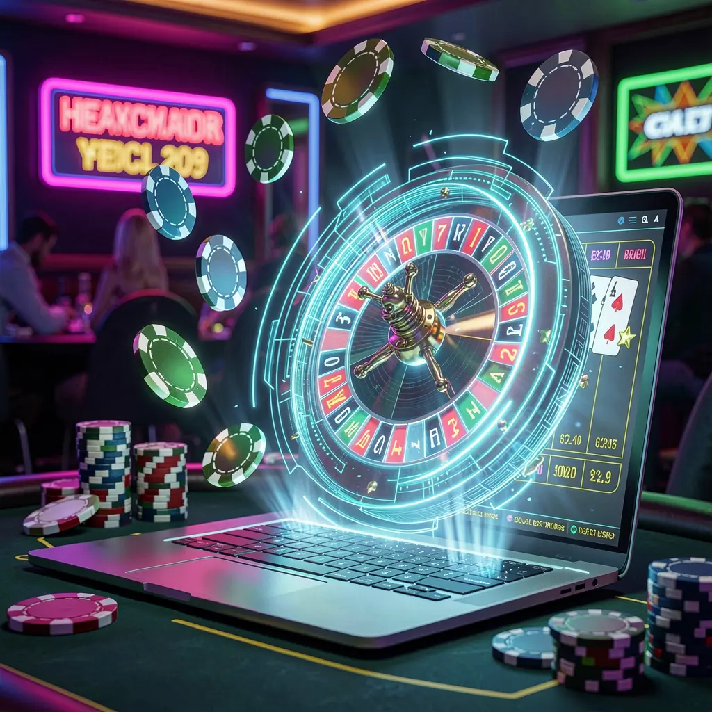 Futuristic roulette wheel with glowing numbers and spinning chips representing high tech casino gaming at NNPH VIP in the Philippines