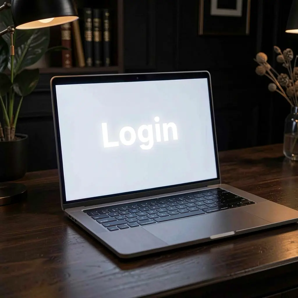 Stylish laptop on a dark desk showing the NNPH VIP login page with a glowing interface designed for secure access in the Philippines